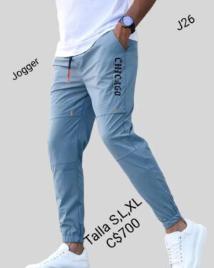 Jogger para caballero celeste con estampado de Chicago