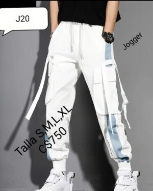 Jogger estilo urbano blanco con celeste