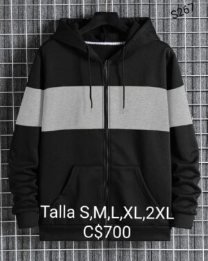 Chaqueta negra con franja gris con ziper - S267