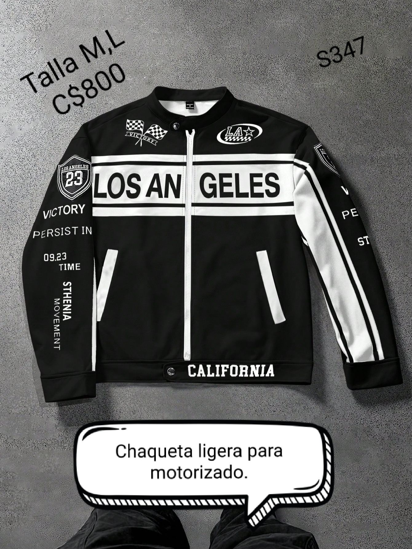 Chaqueta ligera para motorizado blanca con negra