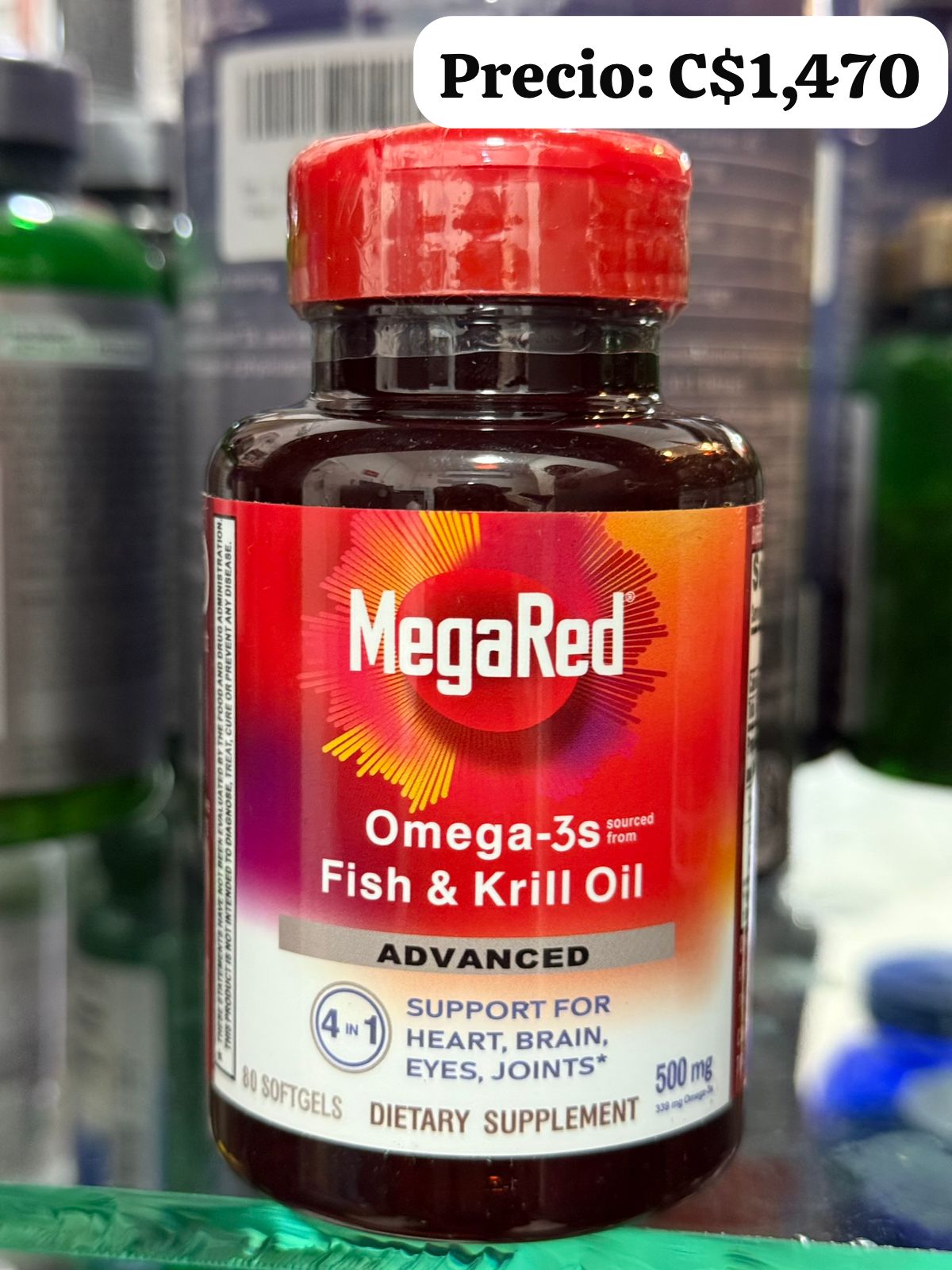 Omega 3 con aceite Krill de mega red 500mg 80 softgel