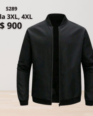 Chaqueta casual color negra lisa.--S289