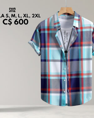 Camisa de vestir azul-celeste-blanco-rojo--S112