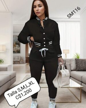 Conjunto Jogger con chaqueta color negro para mujer