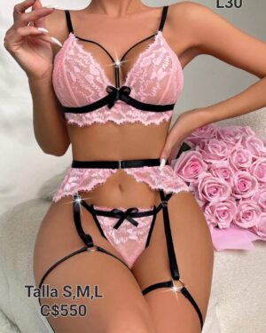 Lencería rosa con negro - L30