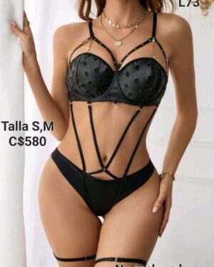 Lencería negra sin bragas - L73