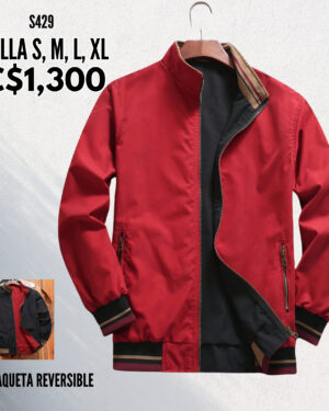 Chaqueta reversible negro y rojo --S429