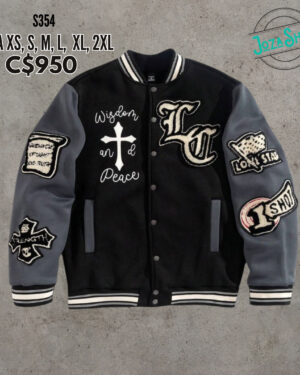 Chaqueta de tela estilo universitaria S354