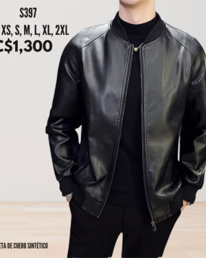 Chaqueta de cuero sintético,--S397