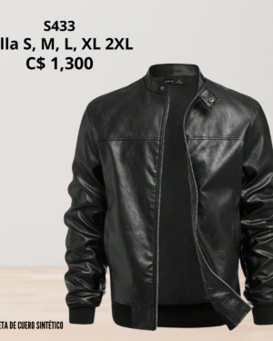 Chaqueta negra de Cuero Sintético - S433