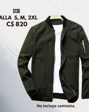 Chaqueta estilo impermeable color verde--S136