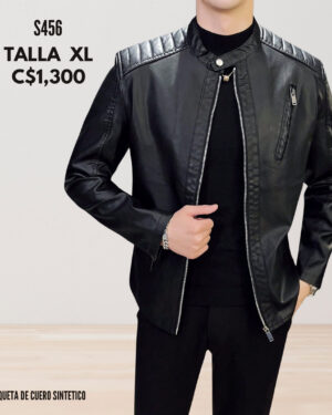 Chaqueta de cuero sintético.--S456
