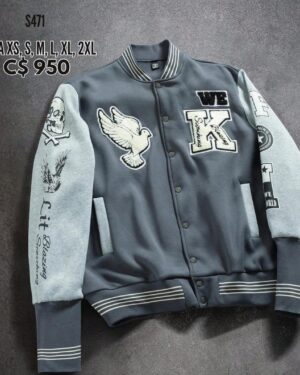 Chaqueta gris estilo universitaria - S471