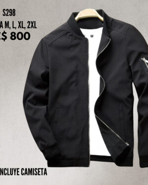 Chaqueta negra, estilo impermeable.--S298