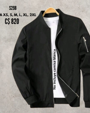 Chaqueta negra, estilo impermeable.--S298