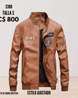 Chaqueta de cuero sintético.--S388