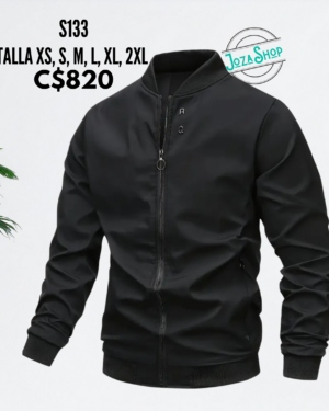 Chaqueta estilo impermeable negra RQ -S133