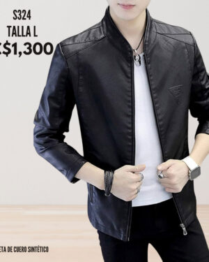 Chaqueta de cuero sintético.--S324
