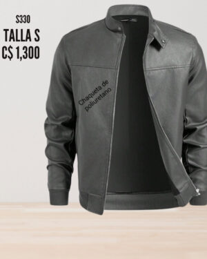 Chaqueta de poliuretano para caballero color gris.